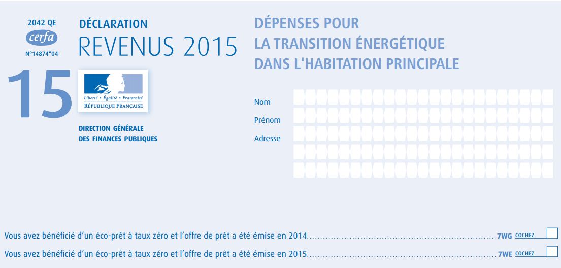 Formulaire de déclaration d'impôts CITE